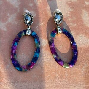 Earrings Purple Rhinestones